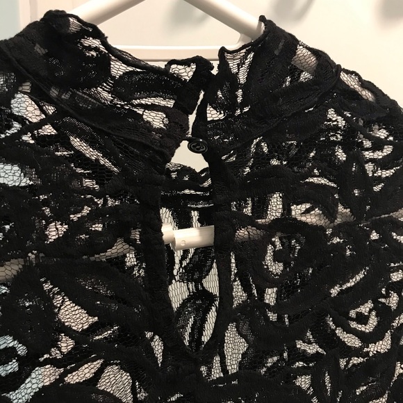 Black lace mock turtleneck blouse - Picture 6 of 8